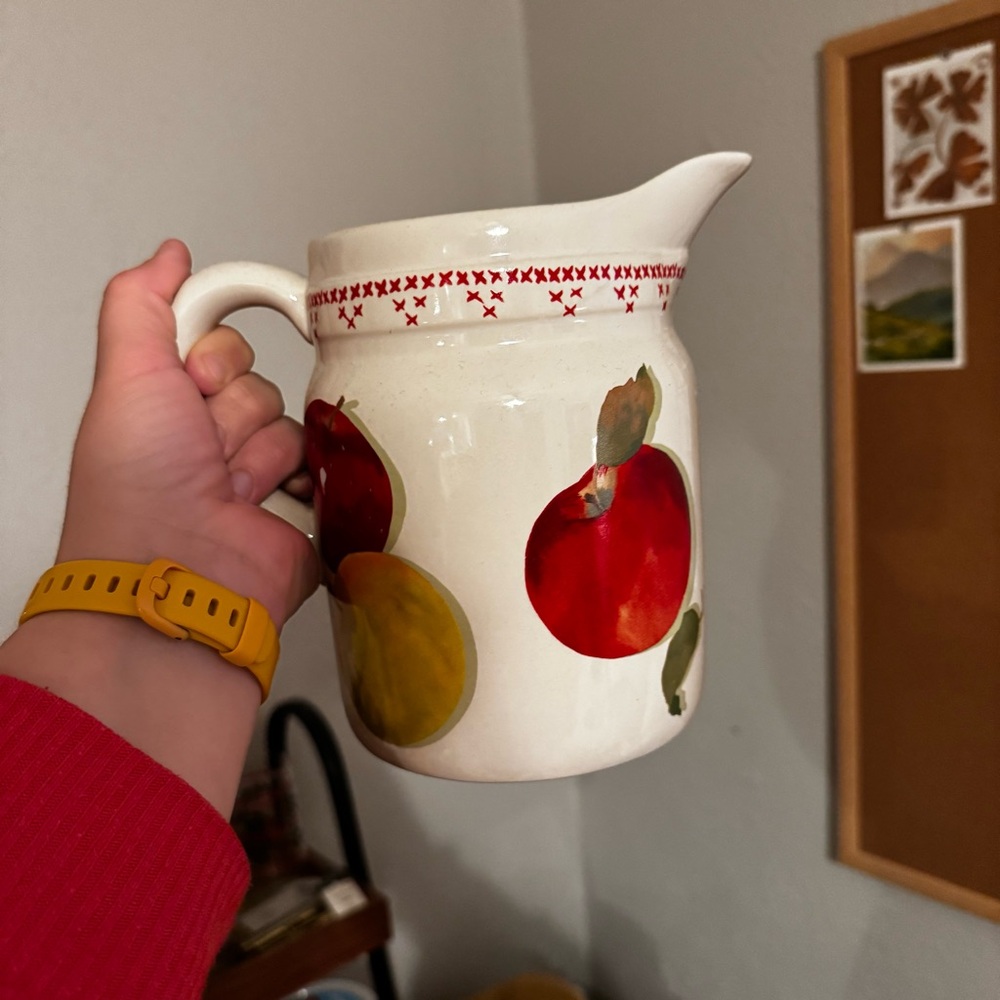 Cottagecore Apple/Fruit Design Ceramic Pitcher